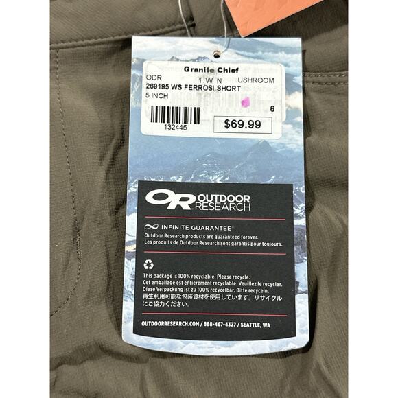 Outdoor Research Ferrosi Women’s Shorts Size 6 Mushroom UPF 50+ Hiking NWT - Picture 9 of 9